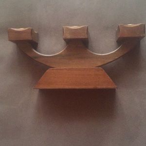 Vintage Wood Shabbat Candle Holder